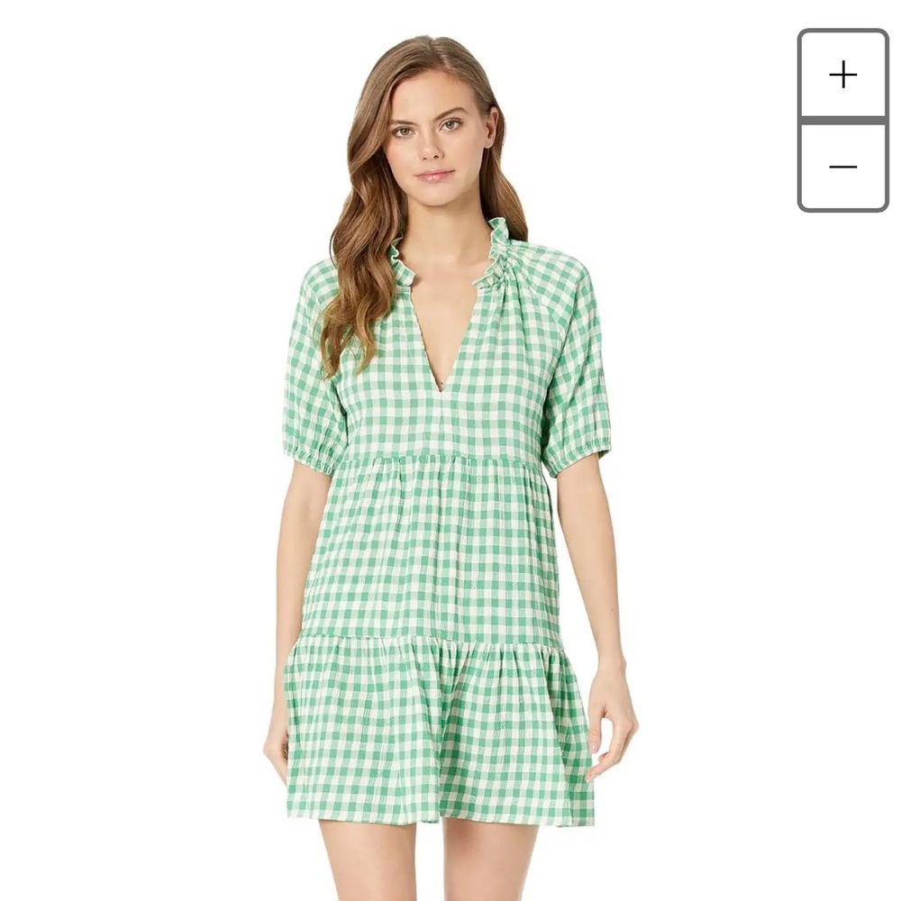 BB DAKOTA Green Gingham Swing Dress